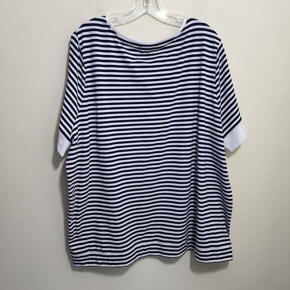 Lands' End striped polyester blend short sleeve shirt woman's size 3X - Picture 3 of 8